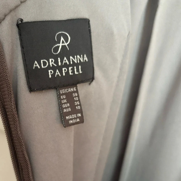 Adrianna Papell Charcoal Silver Scoop Back Sequin Gown Dress Size 6 - Picture 5 of 7